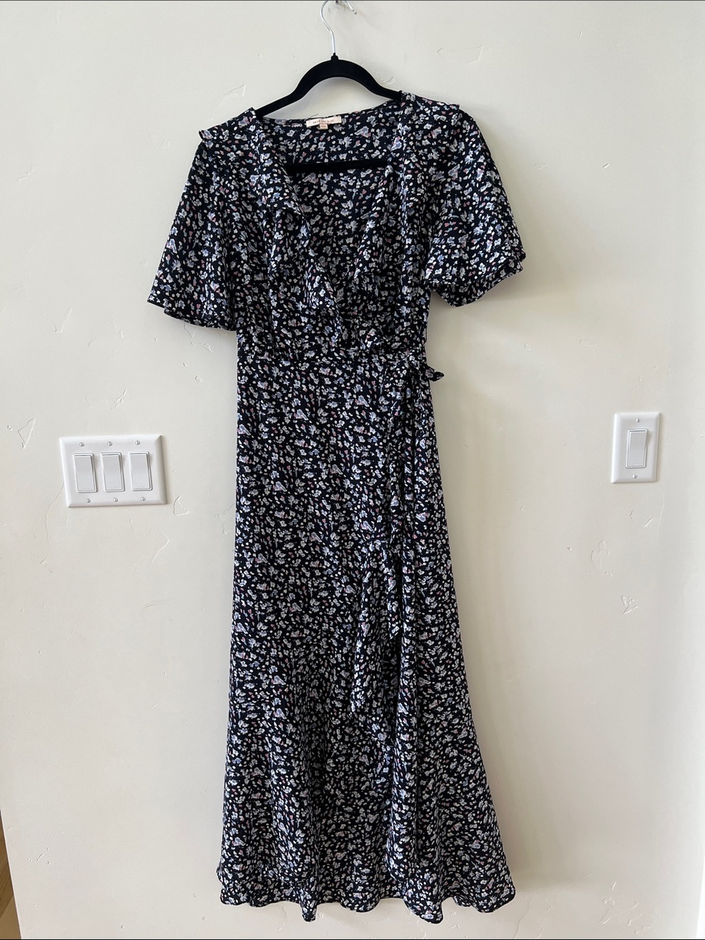 Skies Are Blue Black Floral Wrap Maxi Dress